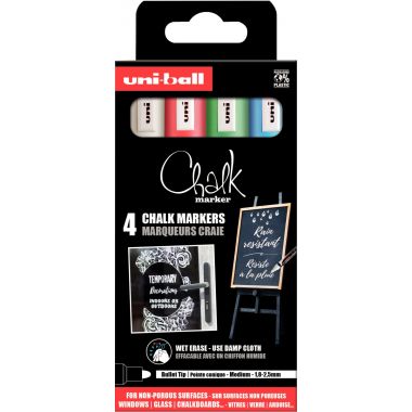 Boîte de 4 marqueurs craies Chalk blanc / fluos