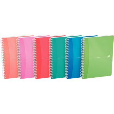 Cahier à reliure intégrale 100 pages MY COLOURS format A4, quadrillé 5x5, couverture polypropylène coloris assortis