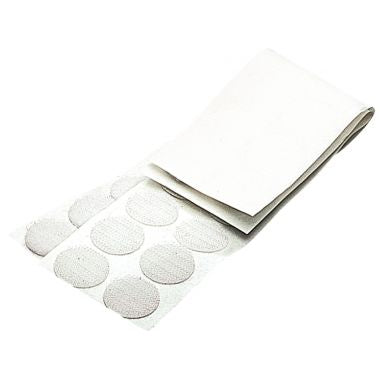 Pochette pastilles de Velcro super adhésif blanc diamètre 20 mm 24 pastilles males et 24 pastilles femelles
