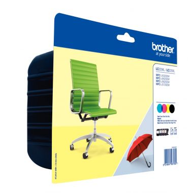 Brother CHAISE DE BUREAU pack de 4 cartouches jet d'encre noire, cyan, magenta et jaune très haute capacité authentique (LC229XLVALBP)