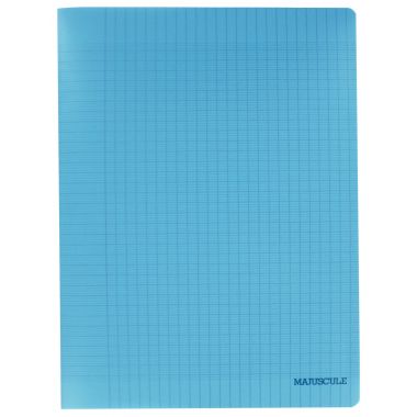 Piqûre 48 pages MAJUSCULE, format 24x32 cm, papier blanc 90g, seyès, couverture polypropylène bleu
