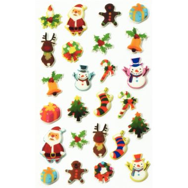 Pochette de 250 stickers déco 3D cooky thème Noël