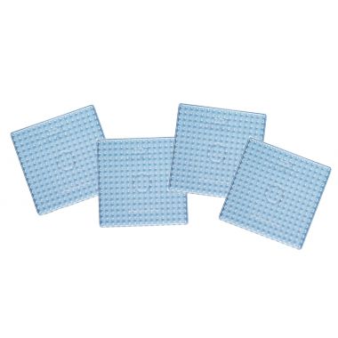 Sachet 4 plaques préformées pour perles Hama taille maxi, forme carrée transparente, format 15x15cm