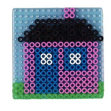 Sachet 4 plaques préformées pour perles Hama taille maxi, forme carrée transparente, format 15x15cm