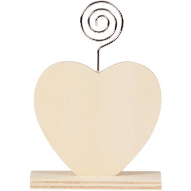 Lot de 6 porte-photos coeur en bois
