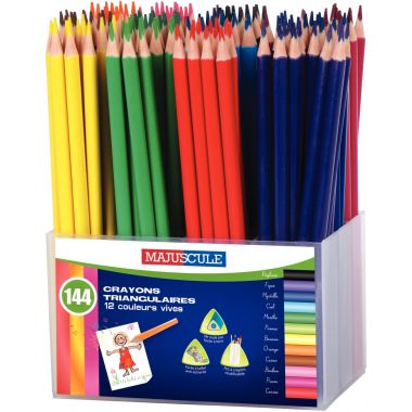 Classpack de 144 crayons de couleur Majuscule triangulaires assortis