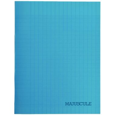 Piqûre 48 pages MAJUSCULE, format A4, papier blanc 90g, seyès, couverture polypropylène bleu