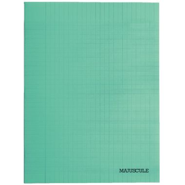Piqûre 48 pages MAJUSCULE, format A4, papier blanc 90g, seyès, couverture polypropylène vert