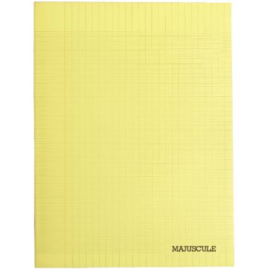 Piqûre 48 pages MAJUSCULE, format A4, papier blanc 90g, seyès, couverture polypropylène jaune