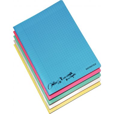 Cahier travaux pratiques MAJUSCULE, piqûre 96 pages, A4, seyès/uni blanc, couverture polypro