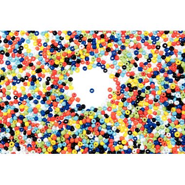 Bocal de 500 grammes de perles rocailles opaques cylindriques diamètre 5 mm assortis