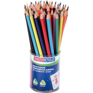 Pot de 48 crayons de couleur Majuscule triangulaires assortis