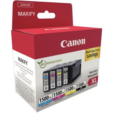 Canon 1500XL pack de 4 cartouches jet d'encre noire, cyan, magenta et jaune haute capacité authentique (PGI1500BKCMJ XL)