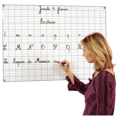 Tableau d'écriture imprimé recto seyes /verso double ligne . Format 67x96 cm