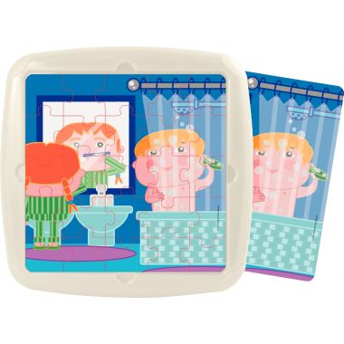 Lot de 4 puzzles à cadre 25 pièces, la journée d'un enfant