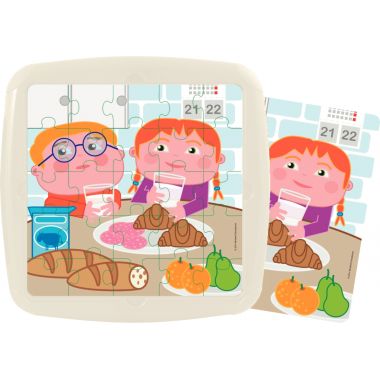 Lot de 4 puzzles à cadre 25 pièces, la journée d'un enfant