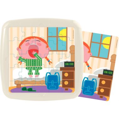 Lot de 4 puzzles à cadre 25 pièces, la journée d'un enfant