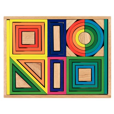 Jeu de construction en bois arc-en-ciel