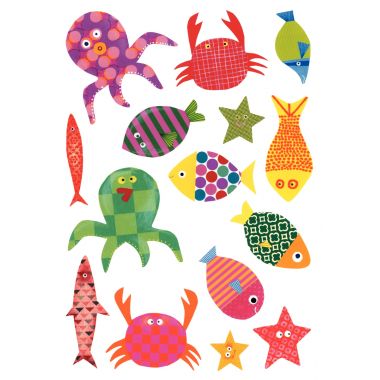Pochette de 93 maxi gomettes baby poisson, adhésives repositionnables