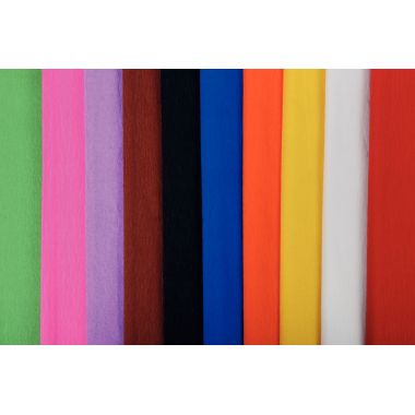 Paquet de 10 feuilles crépon ordinaire 200 x 50 cm couleurs assorties