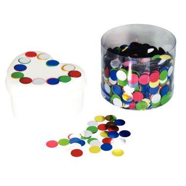 Pot de 5000 miroirs en plastique. Diamètre 1 cm 5 couleurs assorties