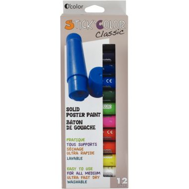 Boite de 12 sticks de gouache, coloris assortis