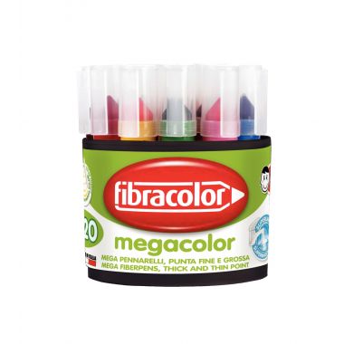 Fibracolor - Pot de 20 marqueurs Mégacouleur assortis - 10950SW020BA