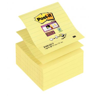 Lot de 5 blocs de 90 feuilles z-notes repositionnable super sticky 101 x 101 mm lignées coloris jaune