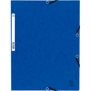 Exacompta - Chemise 3 rabats à élastiques en carte lustrée 355g, bleu - 55302E