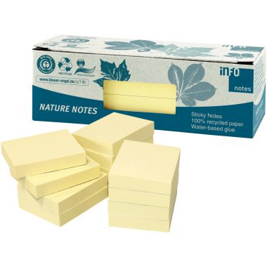 Paquet de 12 blocs de notes repositionnables de 100 feuilles recyclées 40 x 50 mm coloris jaune