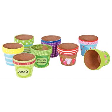 Lot de 10 pots de fleurs en carton, hauteur 10 cm