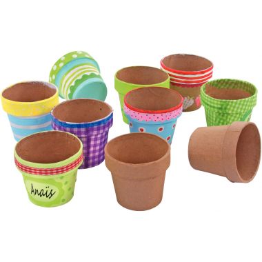 Lot de 10 pots de fleurs en carton, hauteur 10 cm