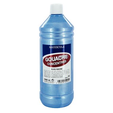 Flacon 1L de gouache concentrée MAJUSCULE, coloris bleu nacré