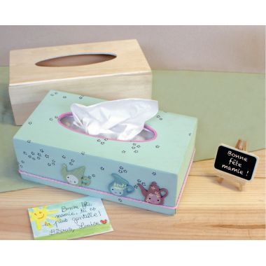 Boîte à mouchoirs rectangle, en bois
