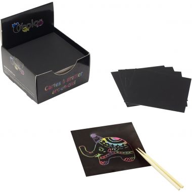 Bloc de 150 mini cartes à gratter arc-en-ciel
