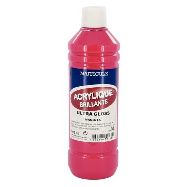 Coffret de 8 flacons 500 ml de peinture acrylique "ULTRA GLOSS", couleurs classiques