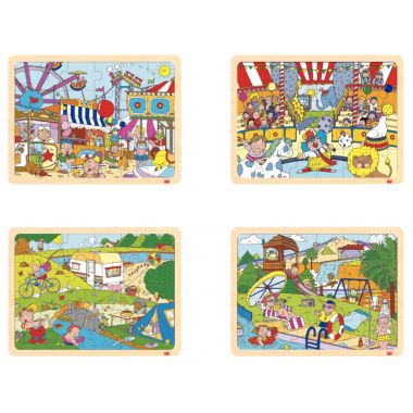 Lot de 4 puzzles à cadre en bois 24 pièces, les loisirs
