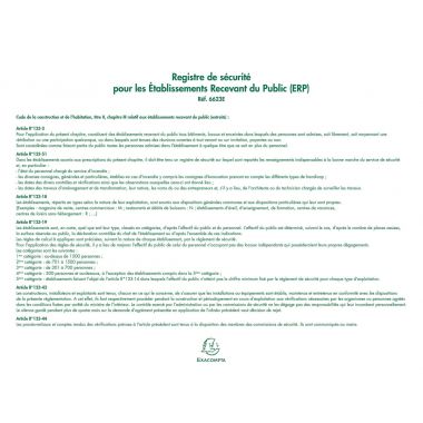 Registre de Sécurité pour les ERP (Établissements Recevant du Public)