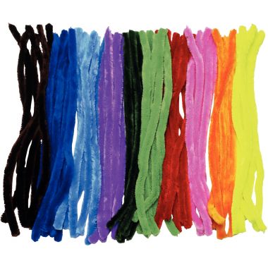 Sachet de 60 chenilles maxi, diamètre 20 mm et longueur 50 cm coloris assortis