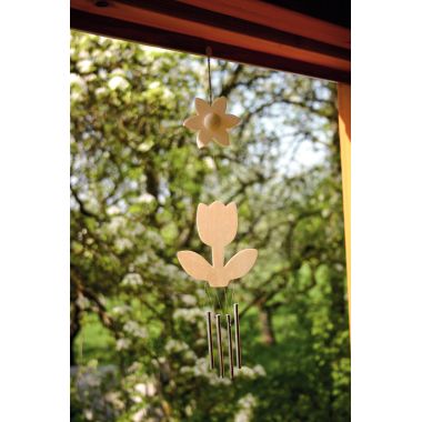 Lot de 5 carillons fleurs en bois