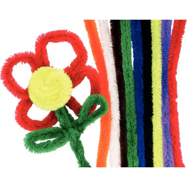 Sachet de 60 chenilles maxi, diamètre 20 mm et longueur 50 cm coloris assortis