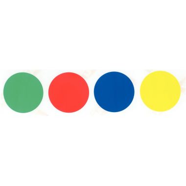 Lot de 4 rouleaux de maxi gommettes adhésives rondes diamètre 33 mm, couleurs vives assorties