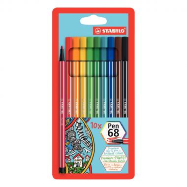 Étui de 10 feutres Pen 68 assortis