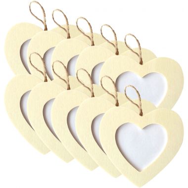Lot de 10 cadres coeur à suspendre en bois