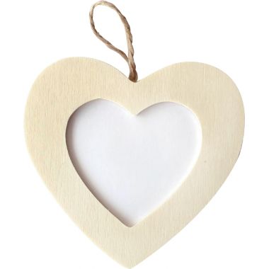 Lot de 10 cadres coeur à suspendre en bois