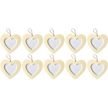 Lot de 10 cadres coeur à suspendre en bois