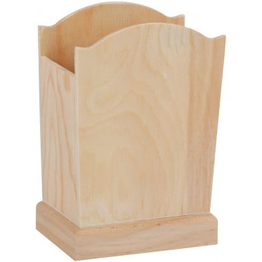 Lot de 5 pots à crayons en bois, hauteur 15 cm