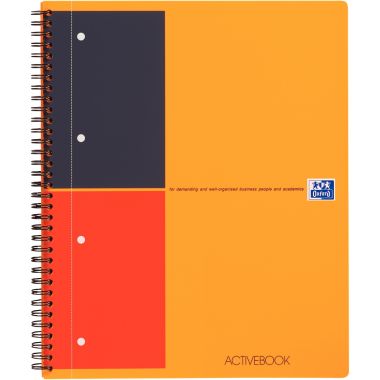 Cahier à reliure intégrale ACTIVEBOOK format A4+ ligné 6 mm, 160 pages perforées