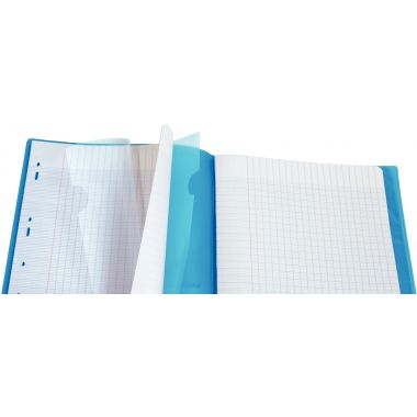 Piqûre 96 pages KOVERBOOK, format A4, seyès 90g, couverture polypropylène incolore