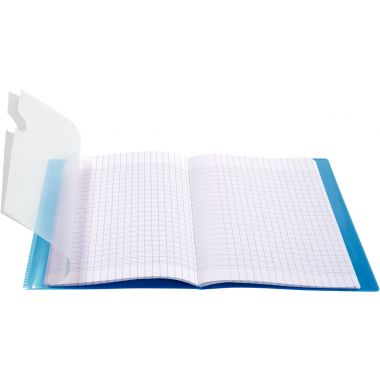 Piqûre 96 pages KOVERBOOK, format A4, seyès 90g, couverture polypropylène incolore